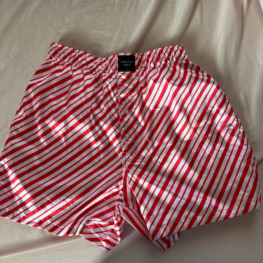 American Eagle Red and White Striped boxers